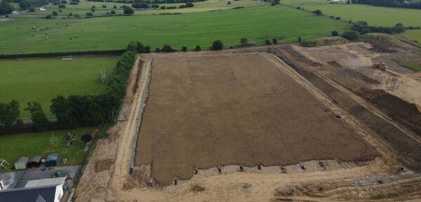 A bird's eye view of the new GAA pitch being developed by Tulsk GAA Club at its club grounds. A bird's eye view of the new GAA pitch being developed by Tulsk GAA Club at its club grounds.