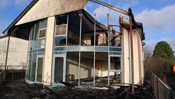 The burnt out building adjacent to the Riverside apartments in Castlerea. Pic. Courtesy Austin Waldron The burnt out building adjacent to the Riverside apartments in Castlerea. Pic. Courtesy Austin Waldron