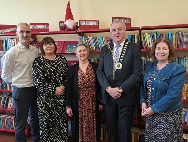 Pictured at the launch of ‘The Happiness Programme’ in Boyle Library were: Kieran Shaughnessy, Acting County Librarian; Marina Bruen and Eithne McDermott, staff librarians, Boyle; Cllr John Cummins, Leas Cathaoirleach, Roscommon County Council who launched the initiative and Fiona Ni Chuinn, Director of Services, Roscommon County Council. Pictured at the launch of ‘The Happiness Programme’ in Boyle Library were: Kieran Shaughnessy, Acting County Librarian; Marina Bruen and Eithne McDermott, staff librarians, Boyle; Cllr John Cummins, Leas Cathaoirleach, Roscommon County Council who launched the initiative and Fiona Ni Chuinn, Director of Services, Roscommon County Council.