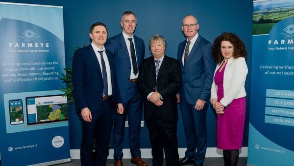 At the official opening of FARMEYE's new office in Monksland were co-founders Dr Eoghan Finneran, Brendan Allen and Joe Desbonnet with Enterprise Minister Simon Coveney and Fine Gael Senator Aisling Dolan. At the official opening of FARMEYE's new office in Monksland were co-founders Dr Eoghan Finneran, Brendan Allen and Joe Desbonnet with Enterprise Minister Simon Coveney and Fine Gael Senator Aisling Dolan.