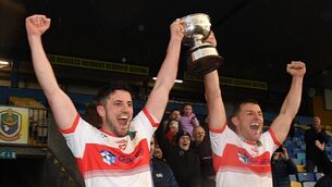 <p>Brian and Diarmuid Murtagh, who kicked four points this evening, celebrating St. Faithleach's intermediate football championship success in 2021.</p> <p>Brian and Diarmuid Murtagh, who kicked four points this evening, celebrating St. Faithleach's intermediate football championship success in 2021.</p>
