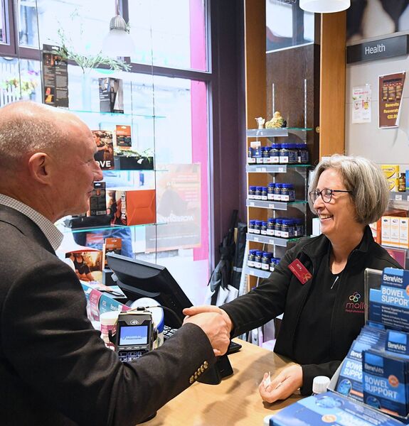 Jim Gavin meets Rita Fallon in Molloy’s Pharmacy, Roscommon Town. Jim Gavin meets Rita Fallon in Molloy’s Pharmacy, Roscommon Town.