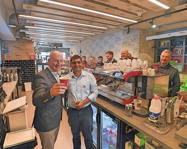 Jim Gavin with Sachin Malhodra at Insomnia coffee house in Roscommon Town. Jim Gavin with Sachin Malhodra at Insomnia coffee house in Roscommon Town.