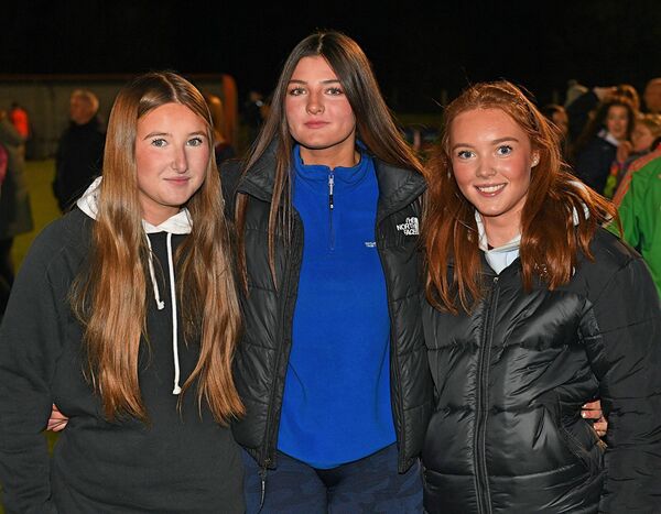Claire Blackweir and Emma Daly, Pádraig Pearses, with Clann na nGael supporter, Saoirse Dunne (centre) at the recent U-16 Division One football final in Woodmount. Picture: Gerard O'Loughlin Claire Blackweir and Emma Daly, Pádraig Pearses, with Clann na nGael supporter, Saoirse Dunne (centre) at the recent U-16 Division One football final in Woodmount. Picture: Gerard O'Loughlin