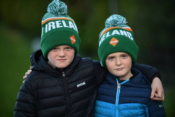 Young St. Faithleach's supporters, James and Patrick Linnane, at Saturday evening's county senior football semi-final against Pádraig Pearses in Kiltoom. Picture: Gerard O'Loughlin Young St. Faithleach's supporters, James and Patrick Linnane, at Saturday evening's county senior football semi-final against Pádraig Pearses in Kiltoom. Picture: Gerard O'Loughlin