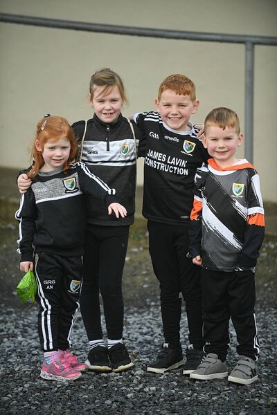 Alvina and Hannah Nolan, with Tiernan and Cody Conway, supporting the Éire Óg intermediate footballers during their recent county final against Strokestown in Kiltoom. Picture: Gerard O'Loughlin Alvina and Hannah Nolan, with Tiernan and Cody Conway, supporting the Éire Óg intermediate footballers during their recent county final against Strokestown in Kiltoom. Picture: Gerard O'Loughlin