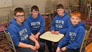 <p>The St. Ronan’s NS, Taughmaconnell, team of Seán Curley, Theo Brooks, Pádraic Cunniffe and Cian Hogan that took part in the recent Cumann na mBunscol sports quiz in the Abbey Hotel. Picture: Gerard O'Loughlin</p> <p>The St. Ronan’s NS, Taughmaconnell, team of Seán Curley, Theo Brooks, Pádraic Cunniffe and Cian Hogan that took part in the recent Cumann na mBunscol sports quiz in the Abbey Hotel. Picture: Gerard O'Loughlin</p>