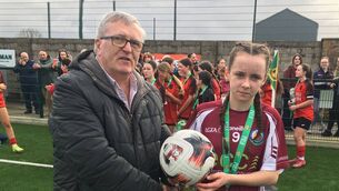 <p>Glenamaddy Community School striker Ruby McGuire after her hat-trick in Wednesday's Junior B Girls’ National Cup final.</p> <p>Glenamaddy Community School striker Ruby McGuire after her hat-trick in Wednesday's Junior B Girls’ National Cup final.</p>