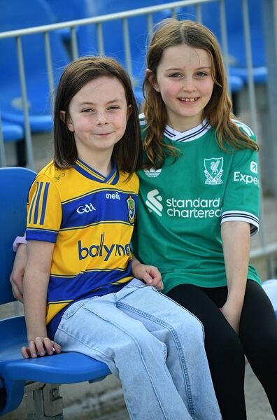 Cousins Alánna Beirne and Meabh Naughton, Knockcroghery, supporting the Roscommon senior hurlers against Donegal at King and Moffatt Dr. Hyde Park. Picture: Gerard O'Loughlin Cousins Alánna Beirne and Meabh Naughton, Knockcroghery, supporting the Roscommon senior hurlers against Donegal at King and Moffatt Dr. Hyde Park. Picture: Gerard O'Loughlin