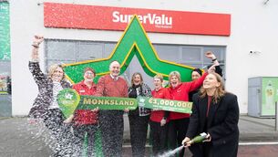 <p>Manager Tim Dolan and staff at Smyth’s SuperValu in Monksland celebrating after it was revealed that the store sold Monday’s winning Daily Million ticket worth an incredible €1m. Pictured from left are Avril Donoghue, HR Manager; Muriel King; Tim Dolan; Donna Broderick, National Lottery Representative; Lorraine Moore; Rosie Dolan; Monica Wawrzyniak and Emma Monaghan, National Lottery. Picture: Eamon Ward</p> <p>Manager Tim Dolan and staff at Smyth’s SuperValu in Monksland celebrating after it was revealed that the store sold Monday’s winning Daily Million ticket worth an incredible €1m. Pictured from left are Avril Donoghue, HR Manager; Muriel King; Tim Dolan; Donna Broderick, National Lottery Representative; Lorraine Moore; Rosie Dolan; Monica Wawrzyniak and Emma Monaghan, National Lottery. Picture: Eamon Ward</p>