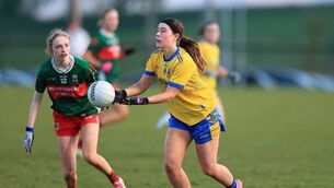<p>Roscommon's Laura McSharry looks for options during her side's excellent victory against Mayo at the Connacht GAA Centre of Excellence, Bekan, on Wednesday evening. Picture: Bernie O'Farrell</p> <p>Roscommon's Laura McSharry looks for options during her side's excellent victory against Mayo at the Connacht GAA Centre of Excellence, Bekan, on Wednesday evening. Picture: Bernie O'Farrell</p>