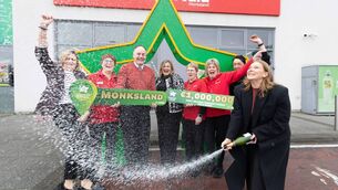 <p>Staff at Smyth's Supervalu in Monksland celebrating after it was revealed that the store sold Monday's winning Daily Million ticket worth €1m. Picture: Eamon Ward</p> <p>Staff at Smyth's Supervalu in Monksland celebrating after it was revealed that the store sold Monday's winning Daily Million ticket worth €1m. Picture: Eamon Ward</p>