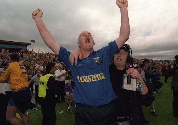 Roscommon senior football manager, John Tobin, celebrates at the final whistle as the Rossies become Connacht senior football champions for the first time in ten years in 2001. Picture: INPHO/Morgan Treacy Roscommon senior football manager, John Tobin, celebrates at the final whistle as the Rossies become Connacht senior football champions for the first time in ten years in 2001. Picture: INPHO/Morgan Treacy