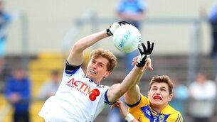 <p>Monaghan midfielder Karl Gallagher fields possession ahead of Roscommon's Keith Doyle during Saturday evening's All-Ireland SFC Round 2B game at St. Tiernach's Park, Clones. Picture: INPHO/Tom O’Hanlon</p> <p>Monaghan midfielder Karl Gallagher fields possession ahead of Roscommon's Keith Doyle during Saturday evening's All-Ireland SFC Round 2B game at St. Tiernach's Park, Clones. Picture: INPHO/Tom O’Hanlon</p>