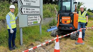 <p>Enda MacNamara, Uisce Éireann’ Programme Manager, and Conor Tiernan, Assistant Project Manager pictured in Cloonfad where Uisce Éireann’s essential water main upgrade works are underway.</p> <p>Enda MacNamara, Uisce Éireann’ Programme Manager, and Conor Tiernan, Assistant Project Manager pictured in Cloonfad where Uisce Éireann’s essential water main upgrade works are underway.</p>