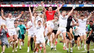 <p>Mayo captain Jack Coyne and his team mates celebrate with the Sam Maguire at Croke Park. Pic: NPHO/Tom Maher</p> <p>Mayo captain Jack Coyne and his team mates celebrate with the Sam Maguire at Croke Park. Pic: NPHO/Tom Maher</p>