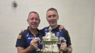 <p>Frankie Dolan with manager Oisín McConville after Wicklow's Tailteann Cup triumph in July.</p> <p>Frankie Dolan with manager Oisín McConville after Wicklow's Tailteann Cup triumph in July.</p>